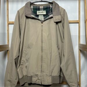 Eddie Bauer tan/cream zip up jacket, men’s medium, very gently used